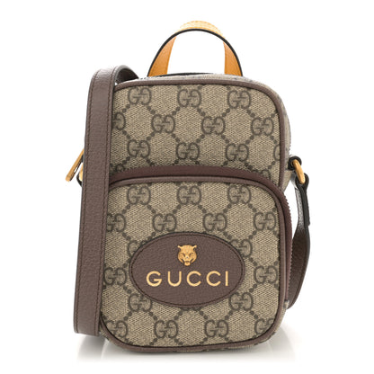 Gucci GG Supreme Monogram Mini Neo Vintage Double Zip Messenger Bag Beige New Acero Crop 1 of 10
