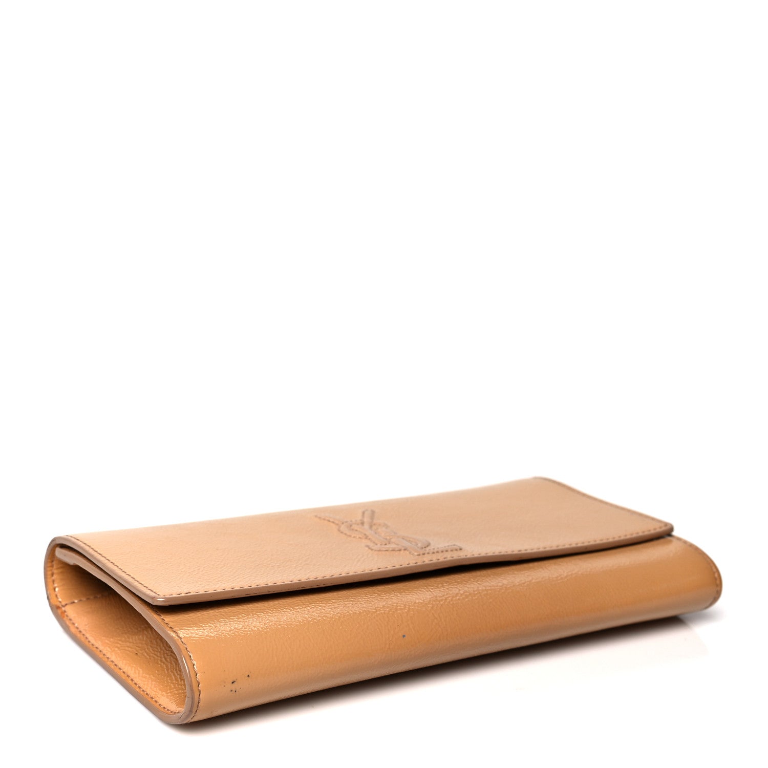 Saint Laurent Textured Patent Calfskin Monogram Large Belle De Jour Clutch Beige 4 of 12