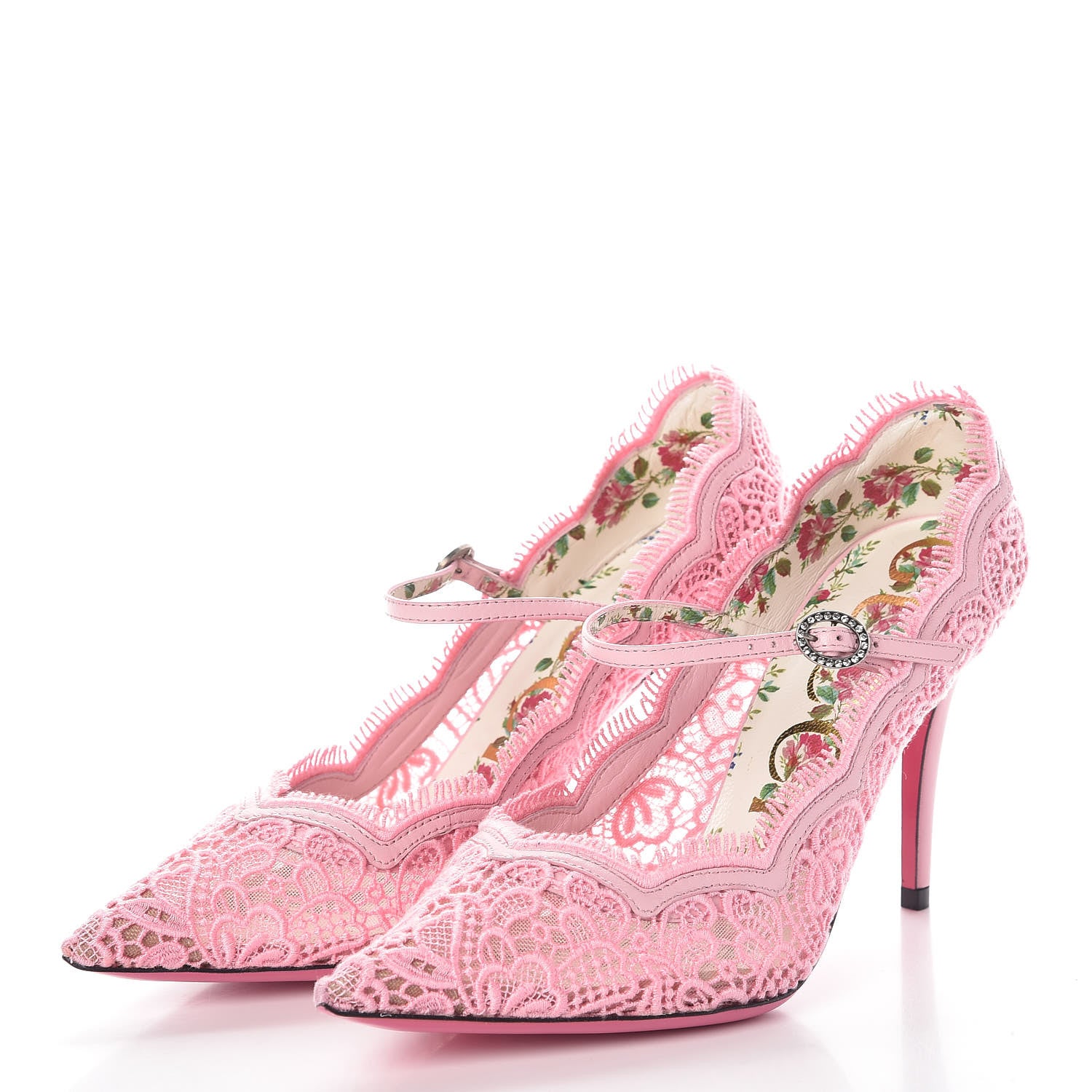 Gucci Lace Pizzo Venice Pumps 37 Sugar Pink 3 of 8