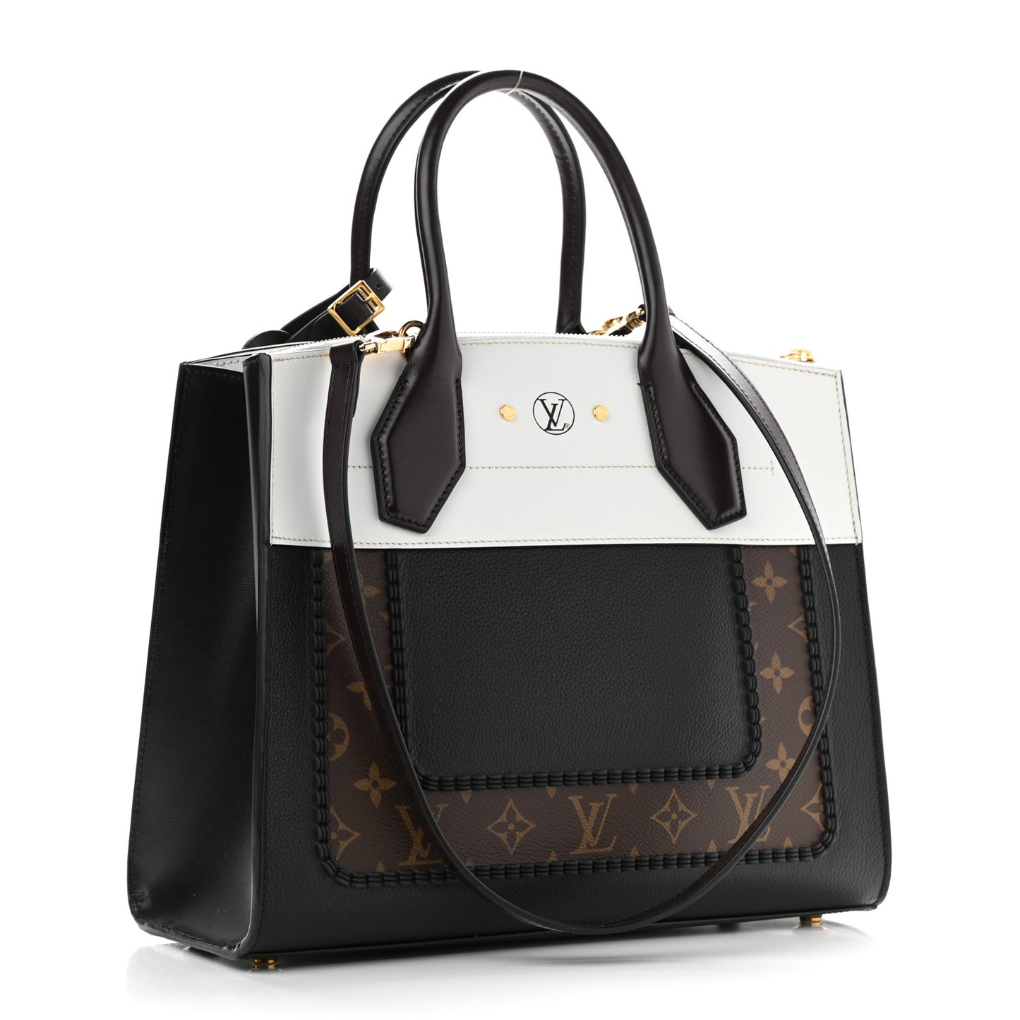 Calfskin Monogram City Steamer MM Black White