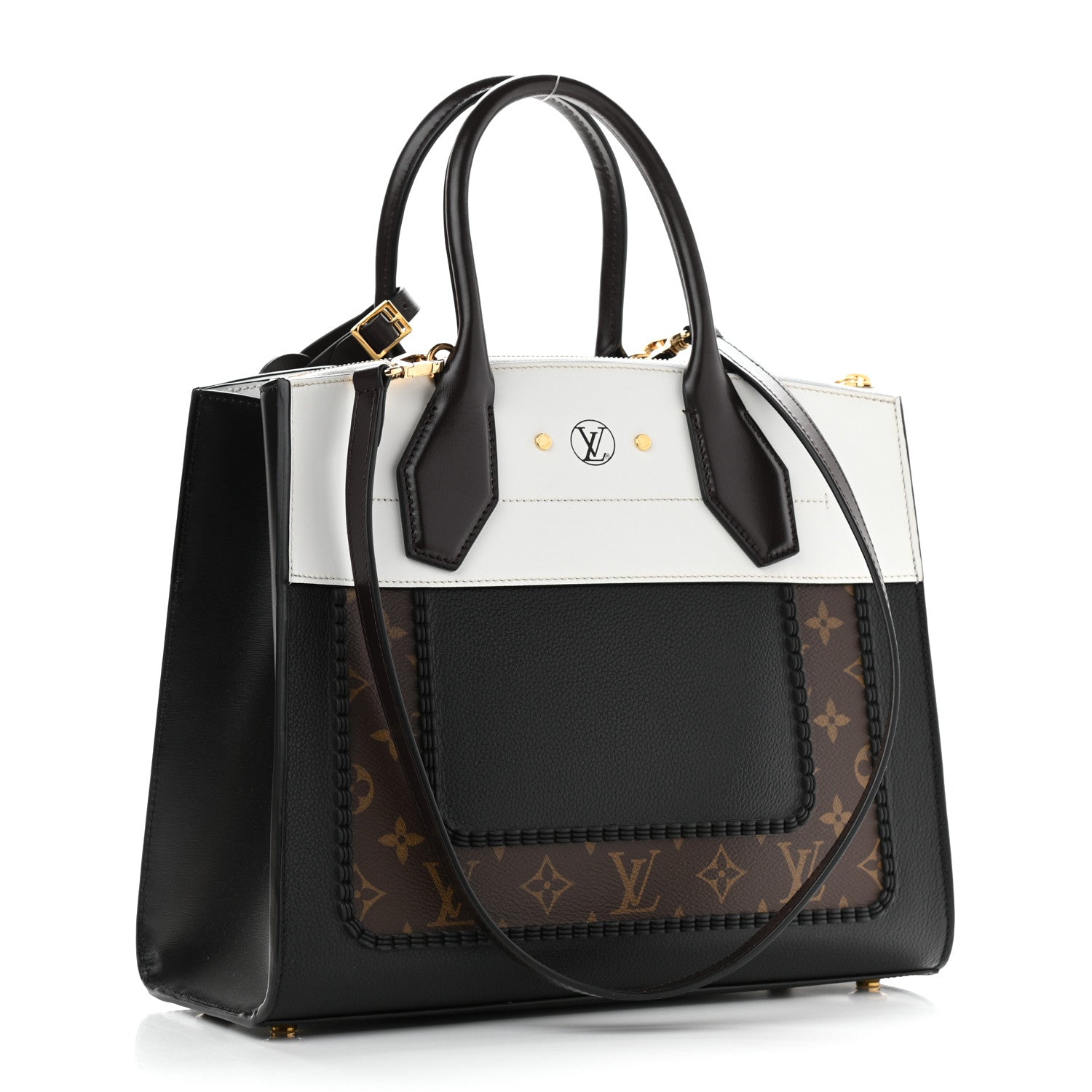 Louis Vuitton Calfskin Monogram City Steamer MM Black White 3 of 9