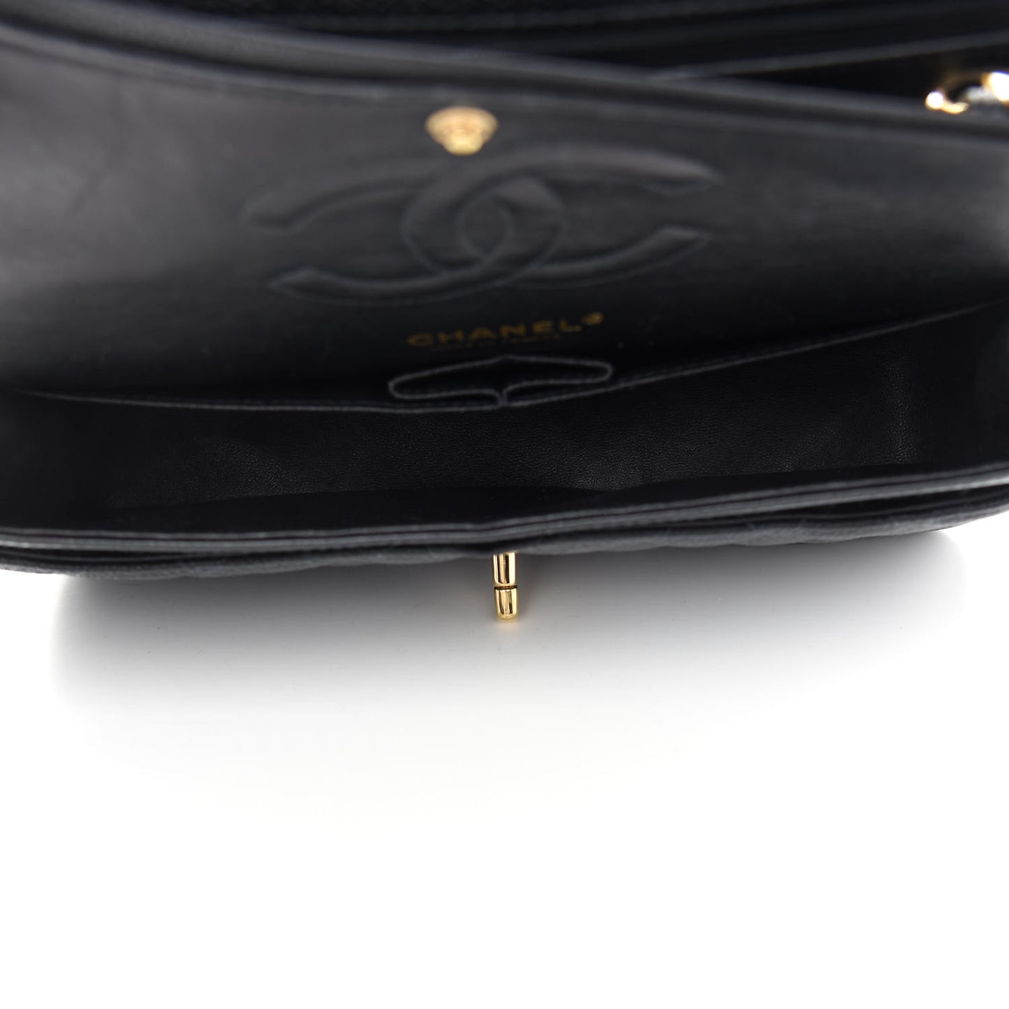 Caviar Quilted Medium Double Flap Black