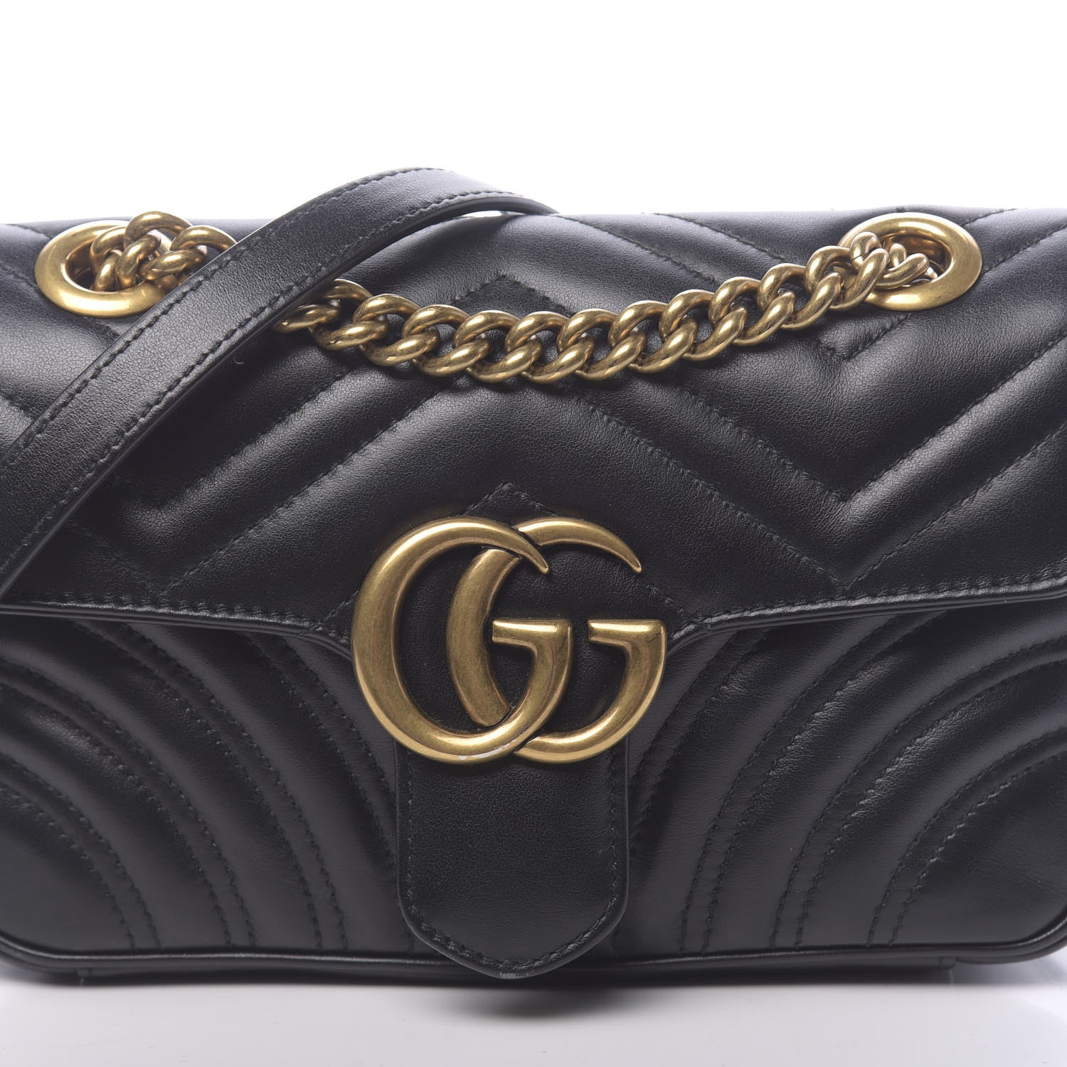 Gucci Calfskin Matelasse Mini GG Marmont Shoulder Bag Black 11 of 12