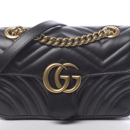 Gucci Calfskin Matelasse Mini GG Marmont Shoulder Bag Black 11 of 12