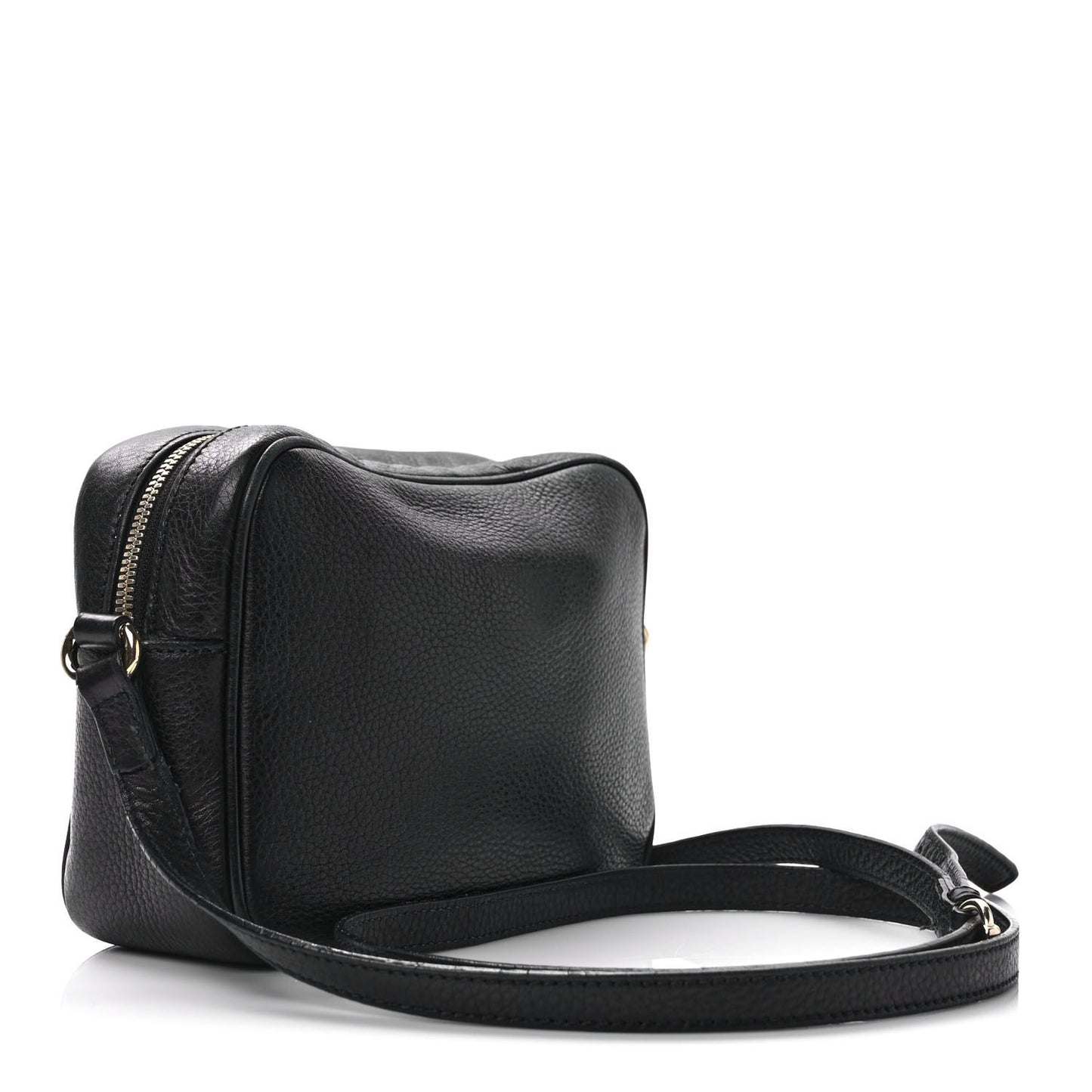 Pebbled Calfskin Small Soho Disco Bag Black