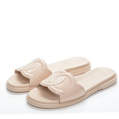 Chanel Patent Calfskin CC Slip On Mules 39 Beige 3 of 8
