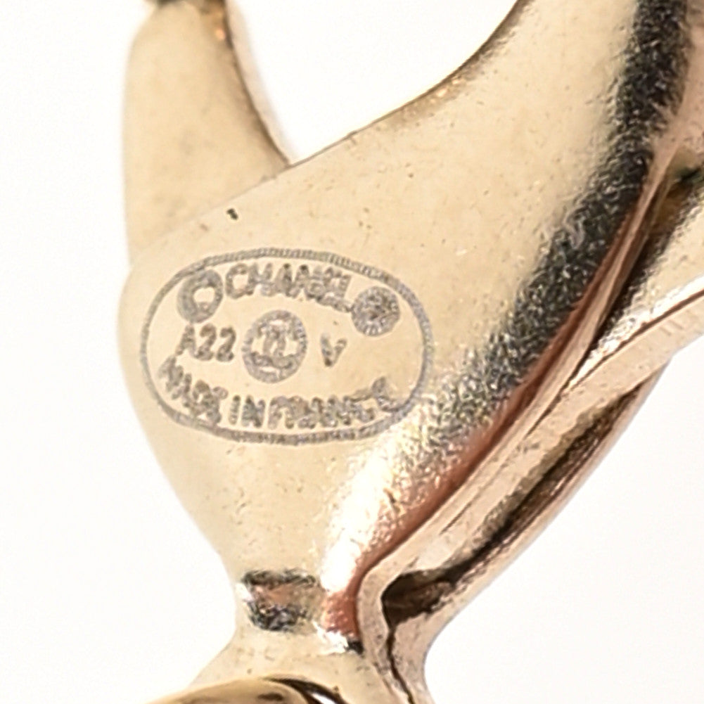 Chanel Pearl Crystal CC Heart Necklace Gold Pearly White 3 of 3