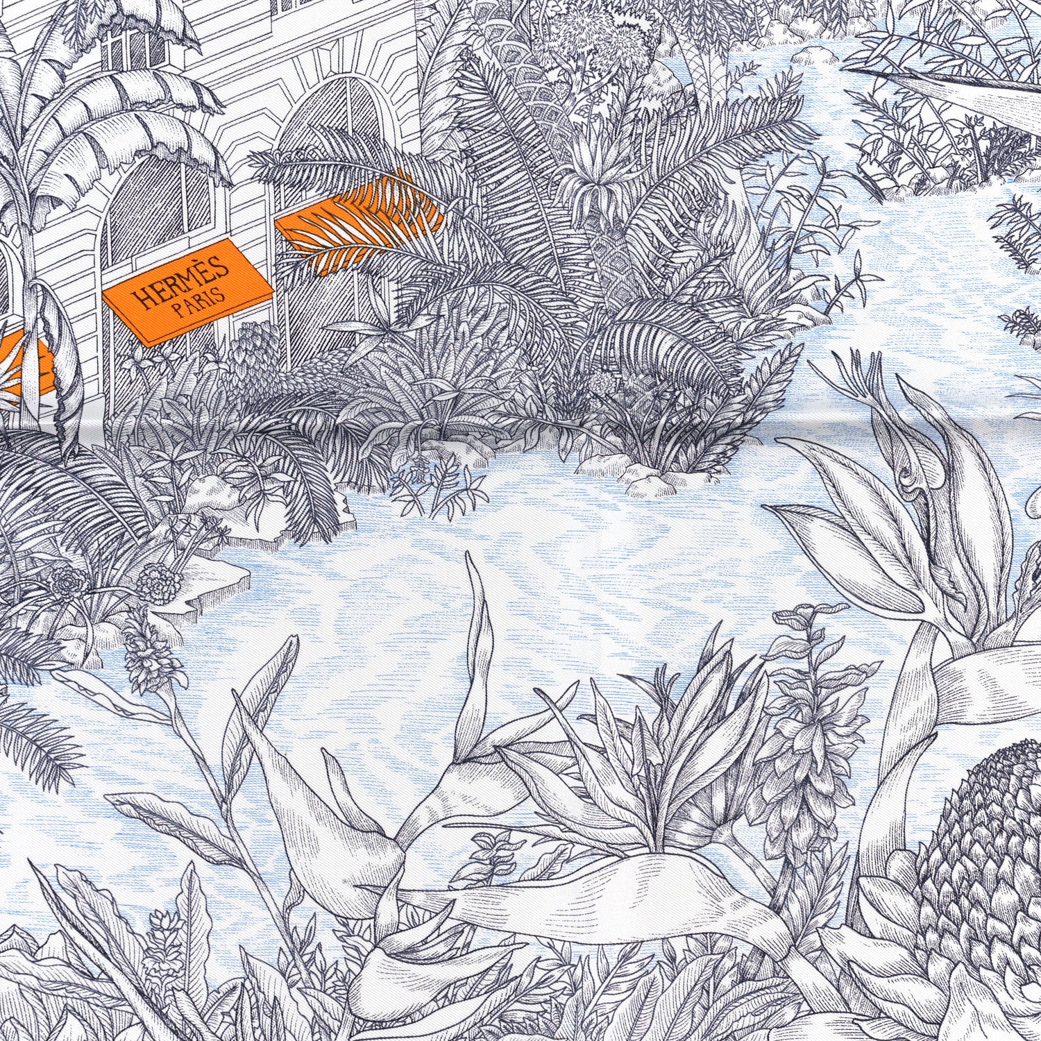 Hermes Silk Faubourg Tropical Scarf 45 Anthracite Ciel 2 of 4