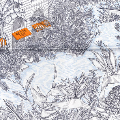 Hermes Silk Faubourg Tropical Scarf 45 Anthracite Ciel 2 of 4