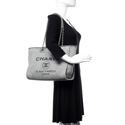 Chanel Woven Straw Raffia Small Deauville Tote Grey 2 of 10