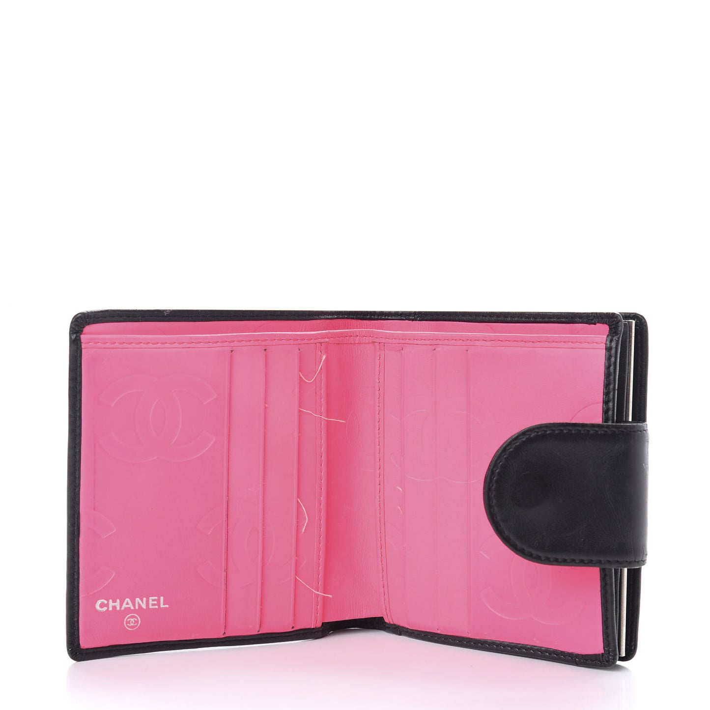 Calfskin Quilted Cambon Bi-Fold Wallet Black White