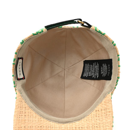 Gucci Raffia GG Monogram Elaphe Embroidered Aisha Baseball Hat M Ivory New Shamarock 5 of 7