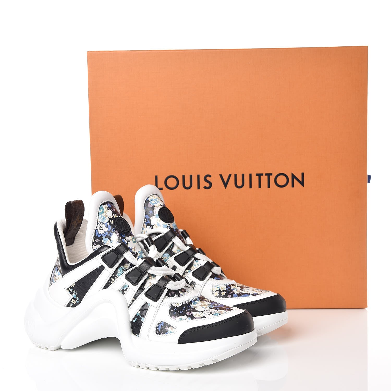 Louis Vuitton Flower Printed Calfskin Monogram LV Archlight Sneakers 36.5 Black Blue 8 of 8