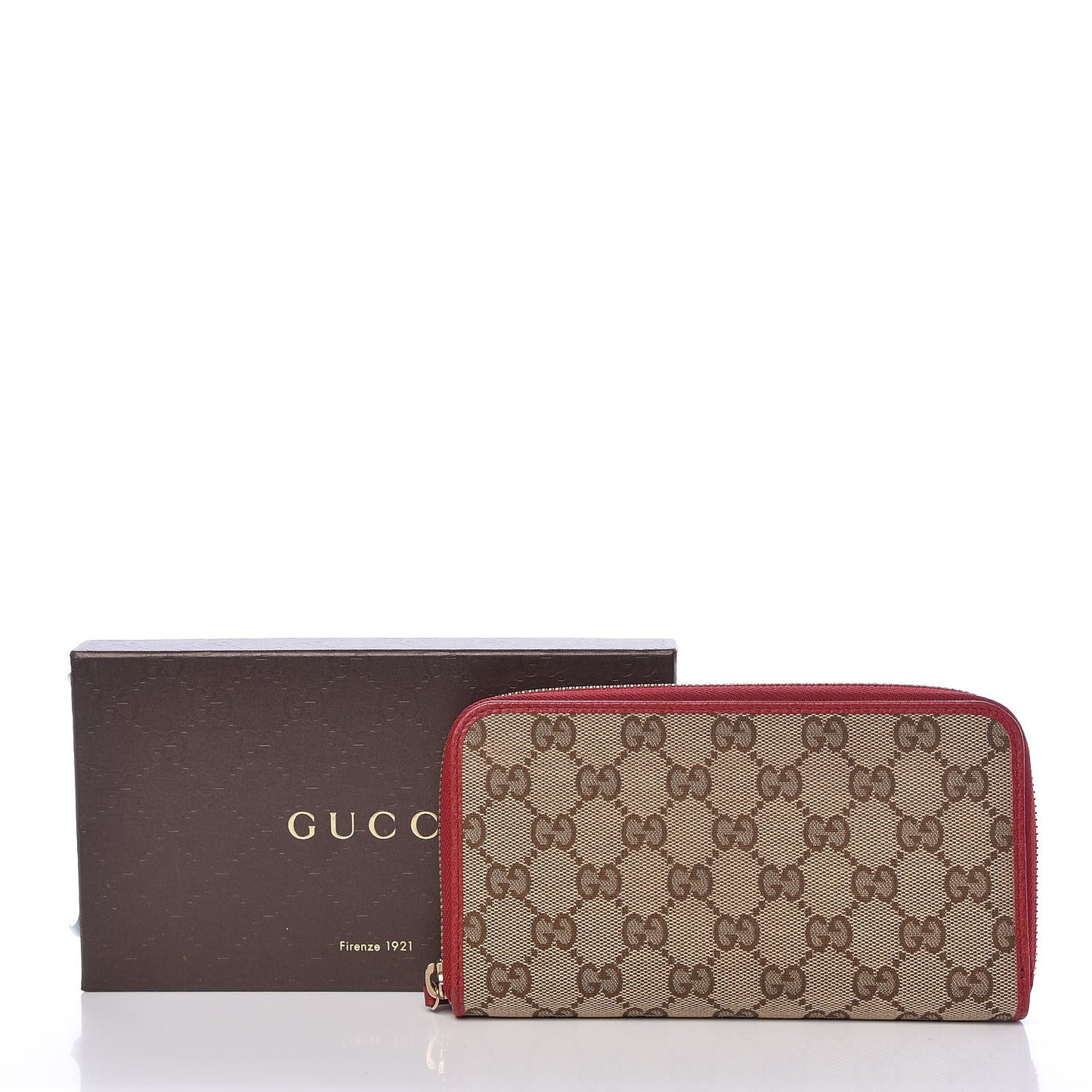 Monogram Dollar Calfskin Zip Around Wallet Beige Ebony Rosso