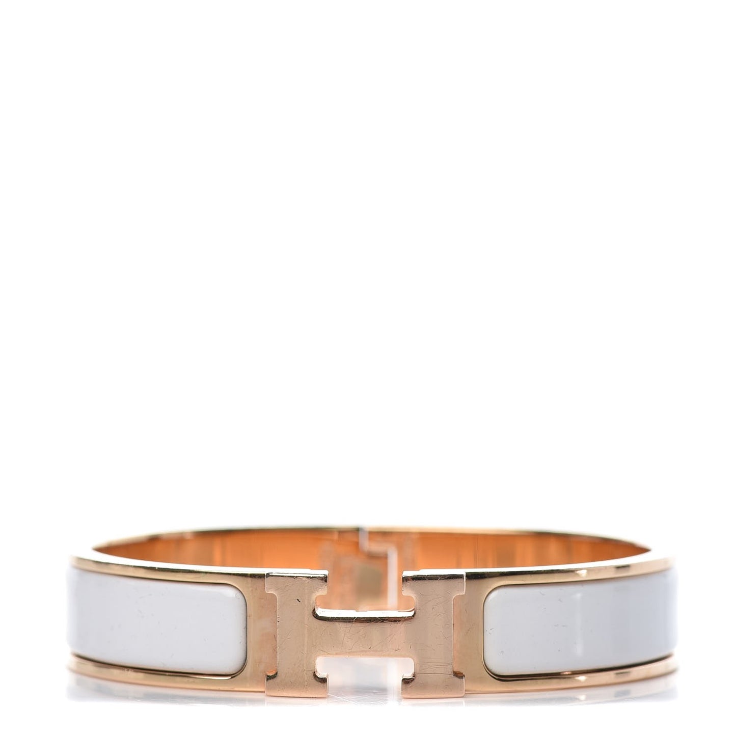 Enamel Narrow Clic Clac H Bracelet PM White