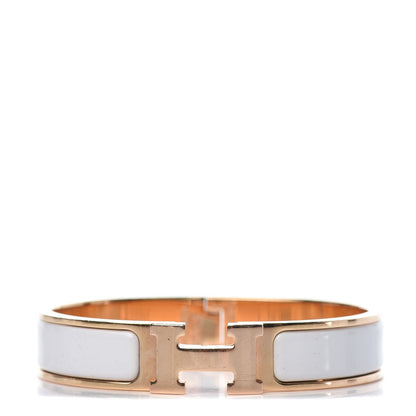 Hermes Enamel Narrow Clic Clac H Bracelet PM White 1 of 5