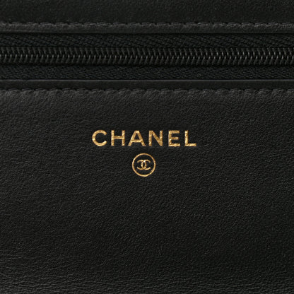 Chanel Lambskin Quilted Wallet On Chain WOC White Black 6 of 16