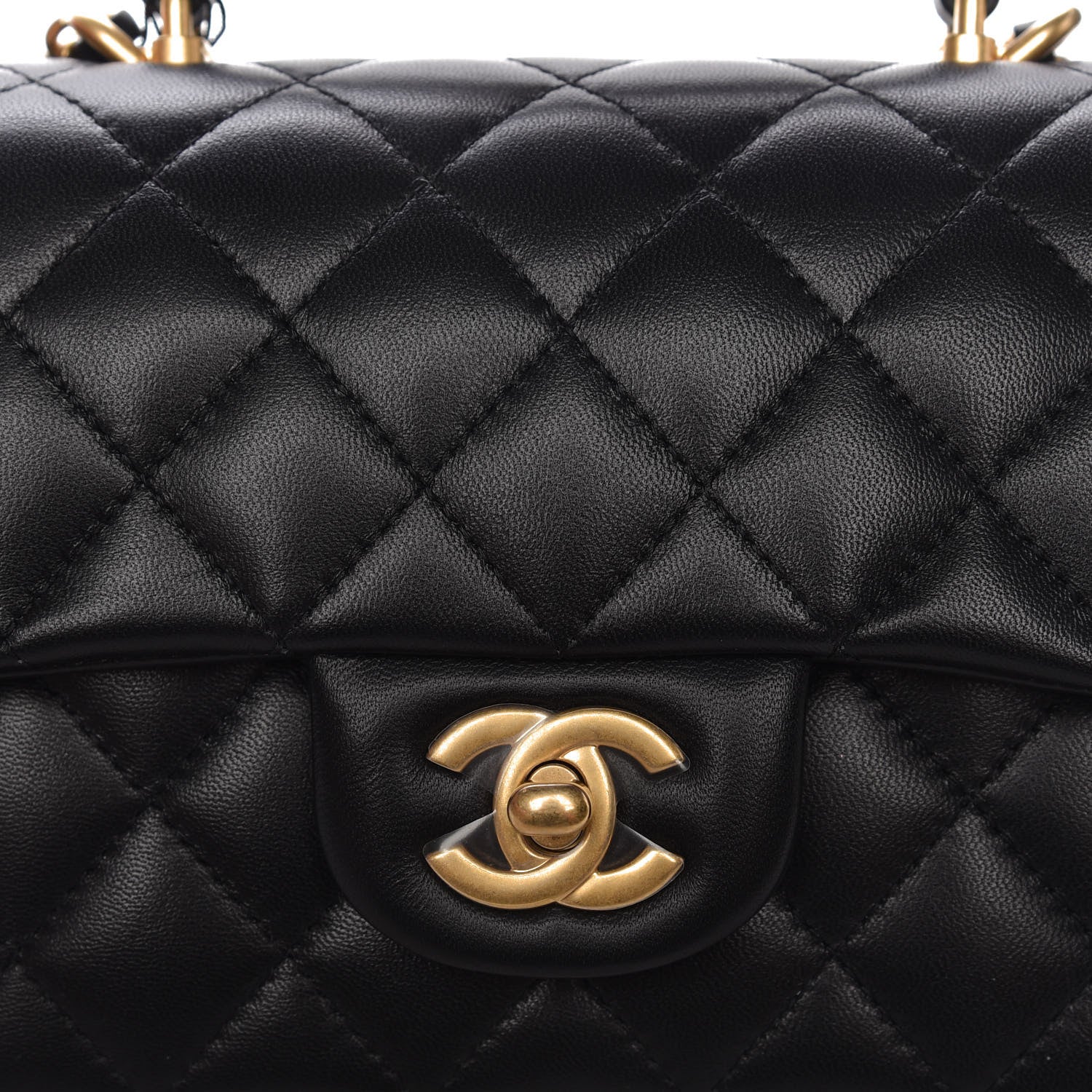 Chanel Lambskin Quilted Mini Top Handle Rectangular Flap Black 10 of 11
