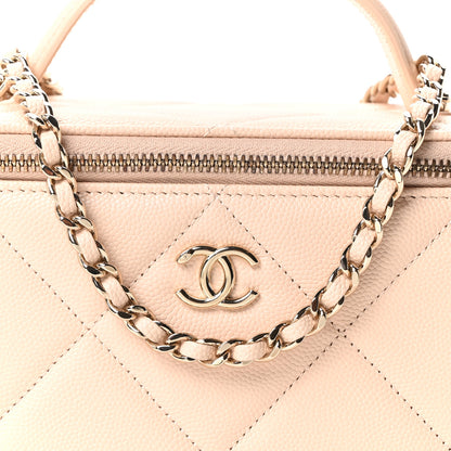 Chanel Caviar Quilted Top Handle Long Vanity Beige 8 of 11