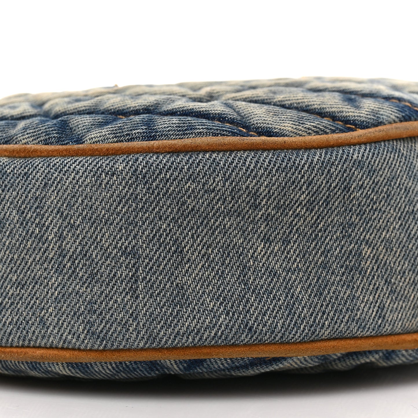 Denim Quilted Monogram Round Crossbody Bag Rodeo Blue