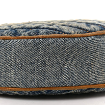 Saint Laurent Denim Quilted Monogram Round Crossbody Bag Rodeo Blue 8 of 8