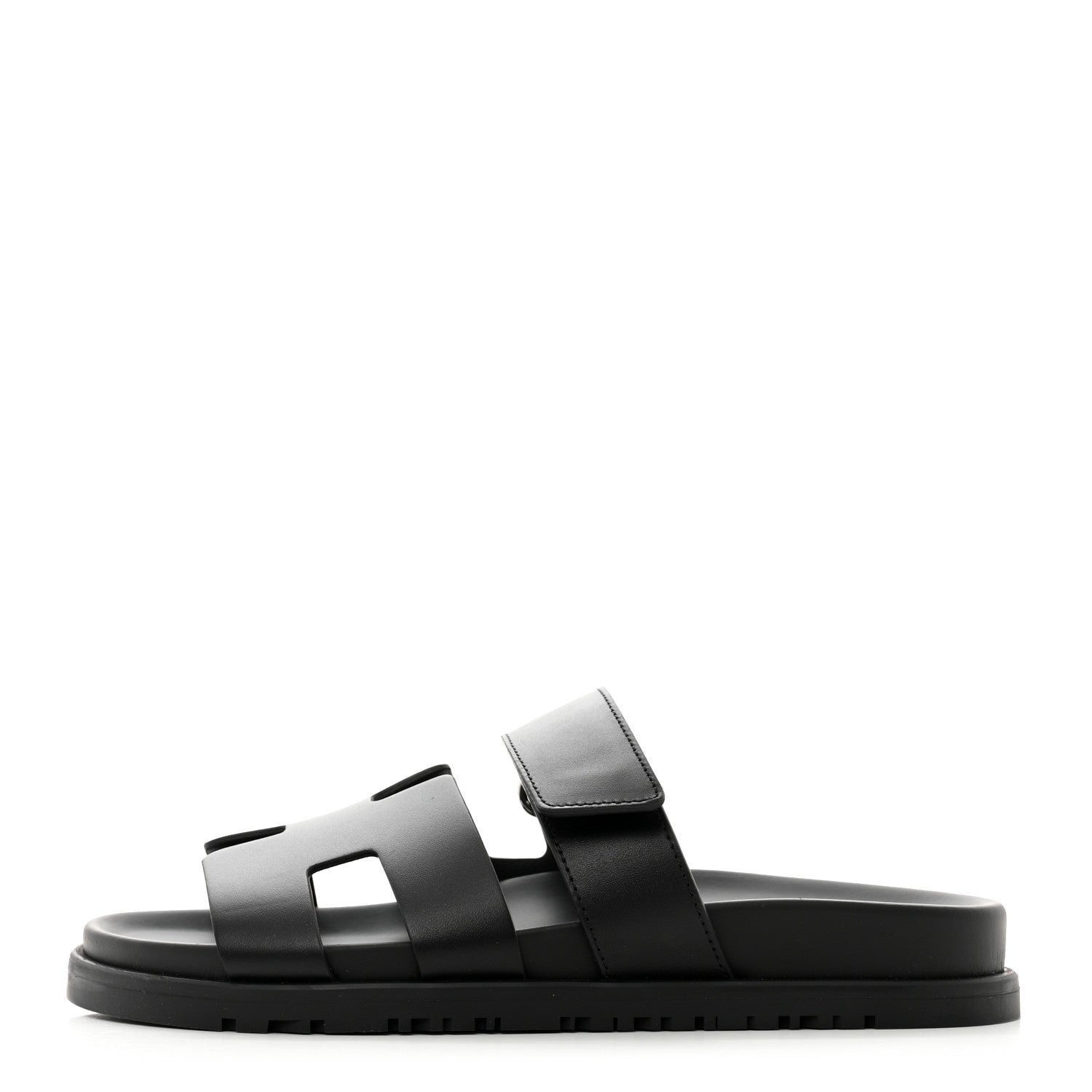 Hermes Calfskin Womens Chypre Sandals 35.5 Black 1 of 9