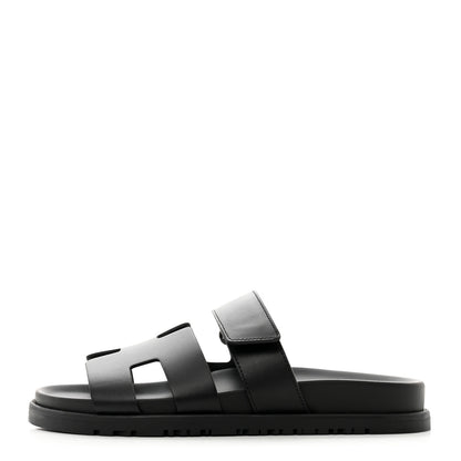 Hermes Calfskin Womens Chypre Sandals 35.5 Black 1 of 9
