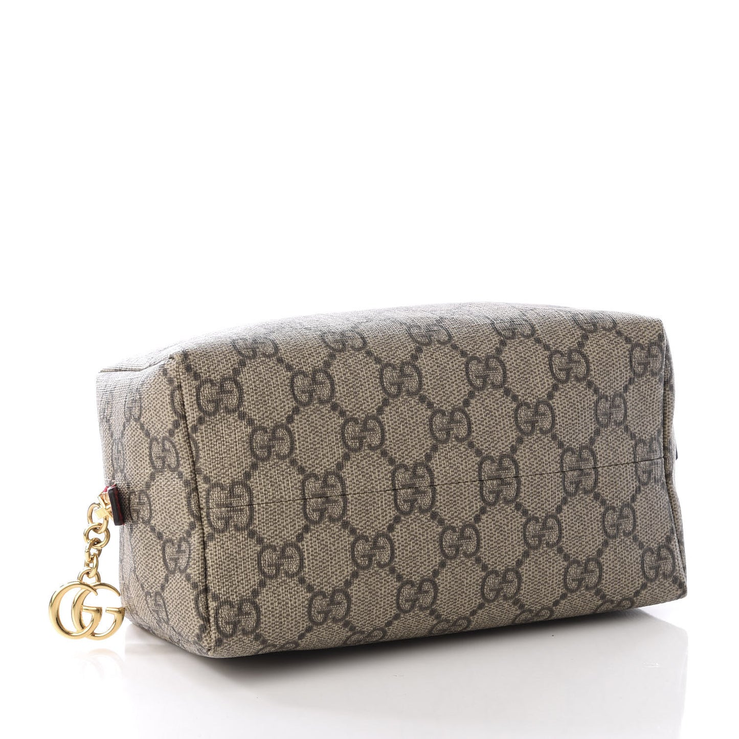 Soft GG Supreme Monogram Calfskin Medium Ophidia Cosmetic Case Beige Ebony Hibiscus Red