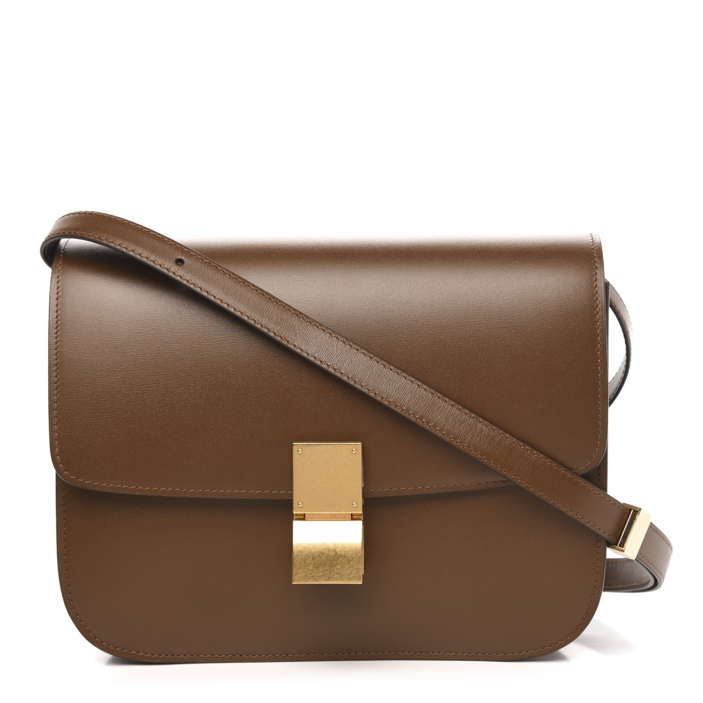 Box Calfskin Medium Classic Box Flap Bag Camel