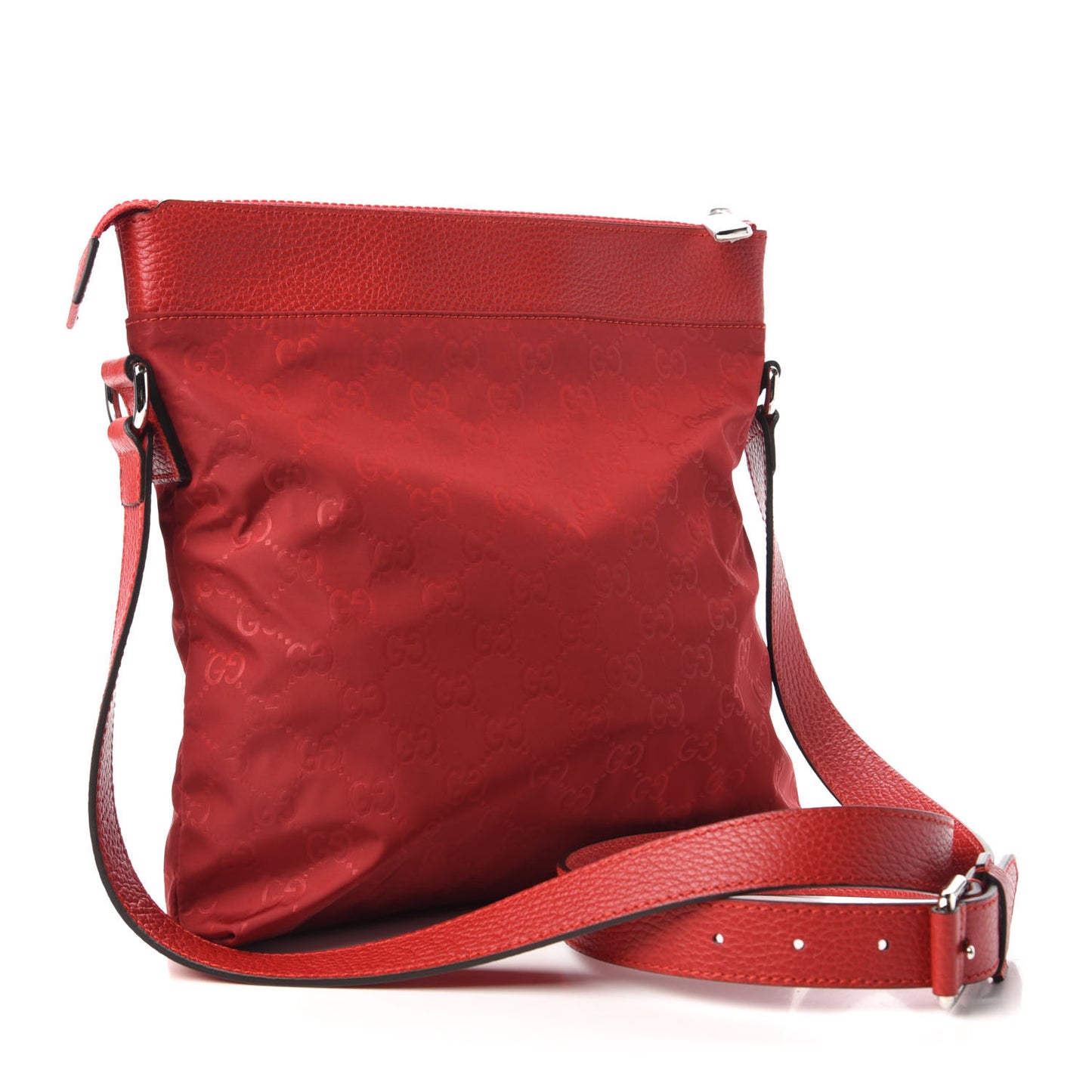 Nylon Monogram Dollar Calfskin Flat Messenger Bag Vibrant Red
