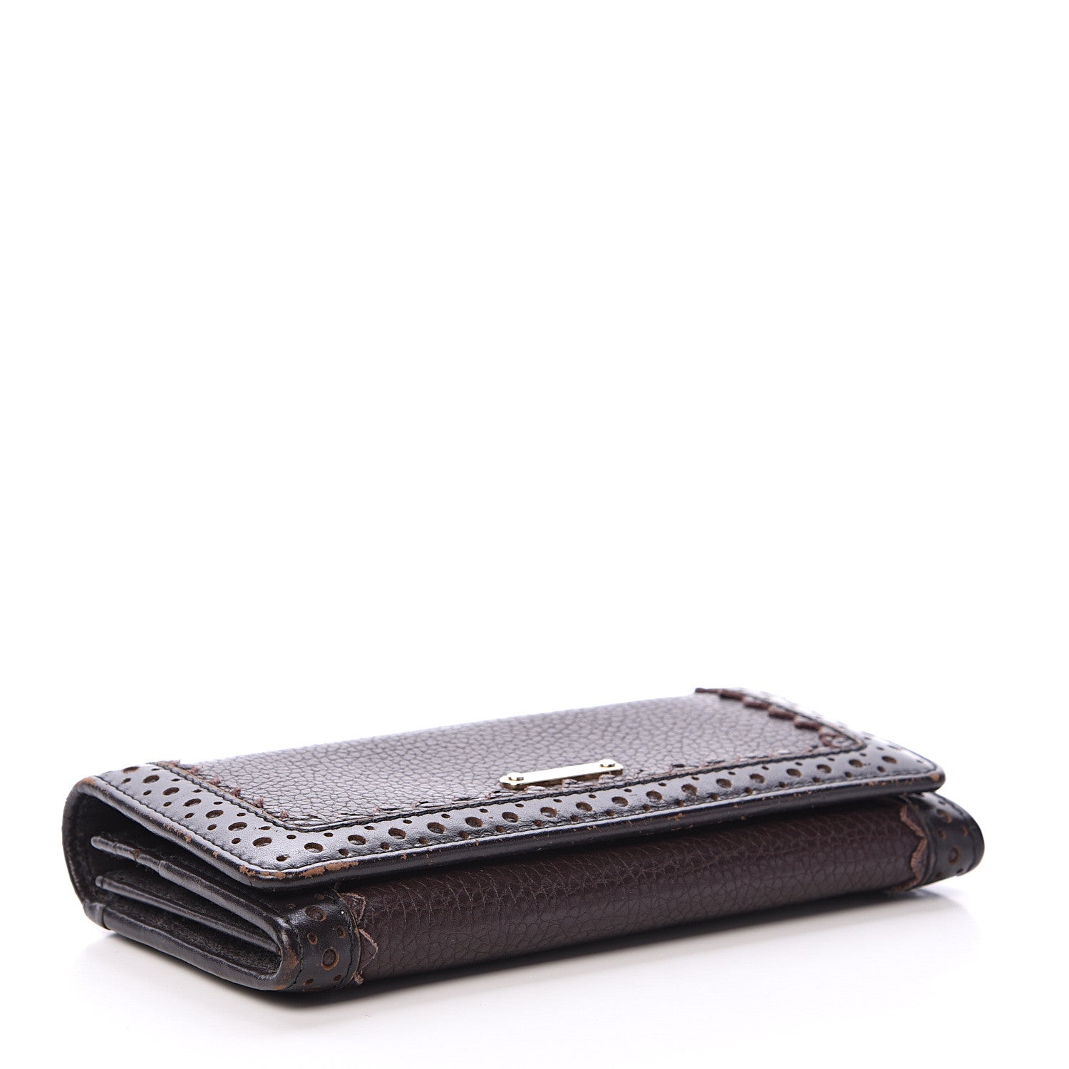 Burberry Grainy Calfskin Continental Wallet Dark Brown 3 of 17