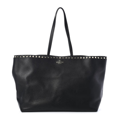Valentino Garavani Grained Calfskin Rockstud Shoulder Tote Black 1 of 5