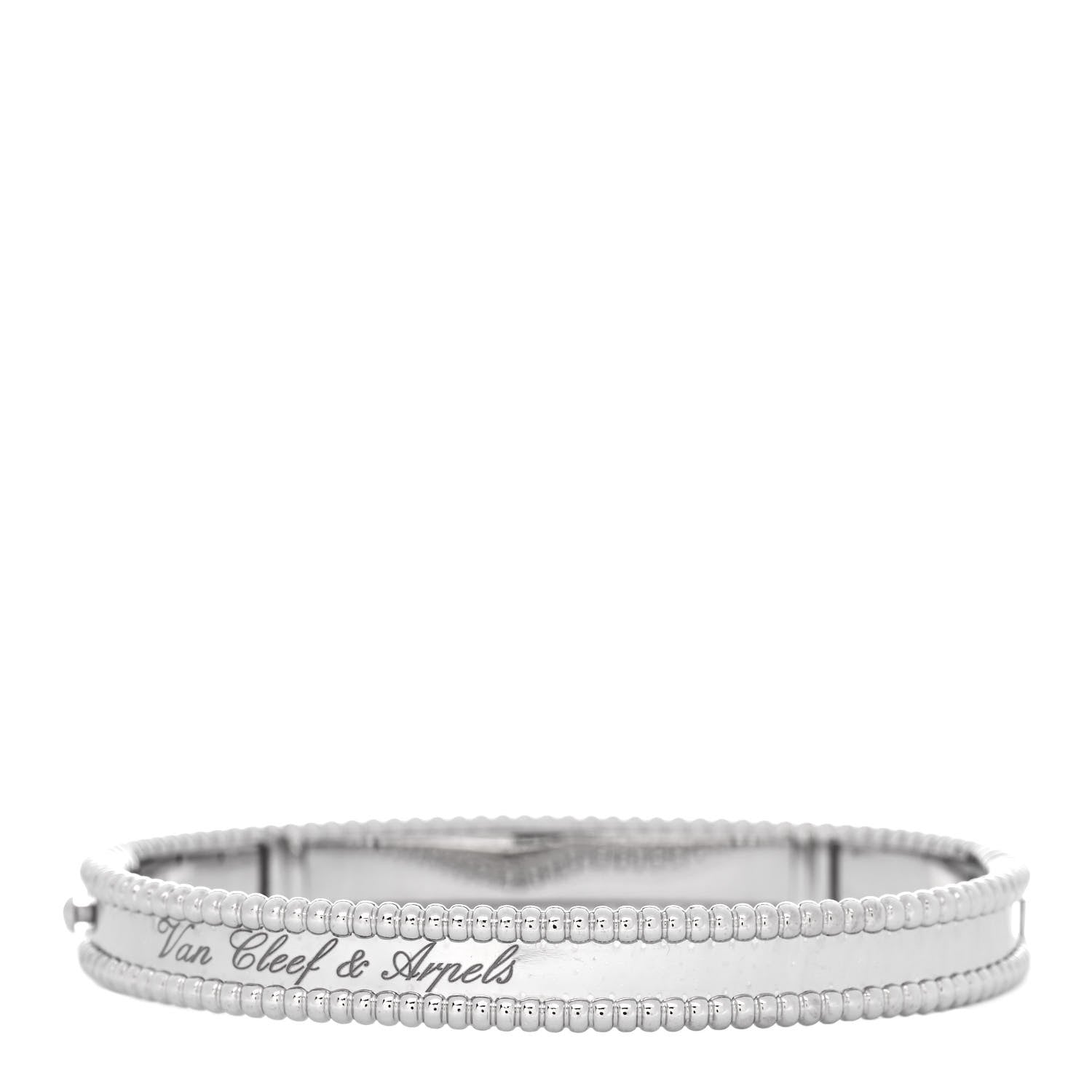 Van Cleef & Arpels 18K White Gold Perlee Signature Bangle Bracelet M 2 of 3
