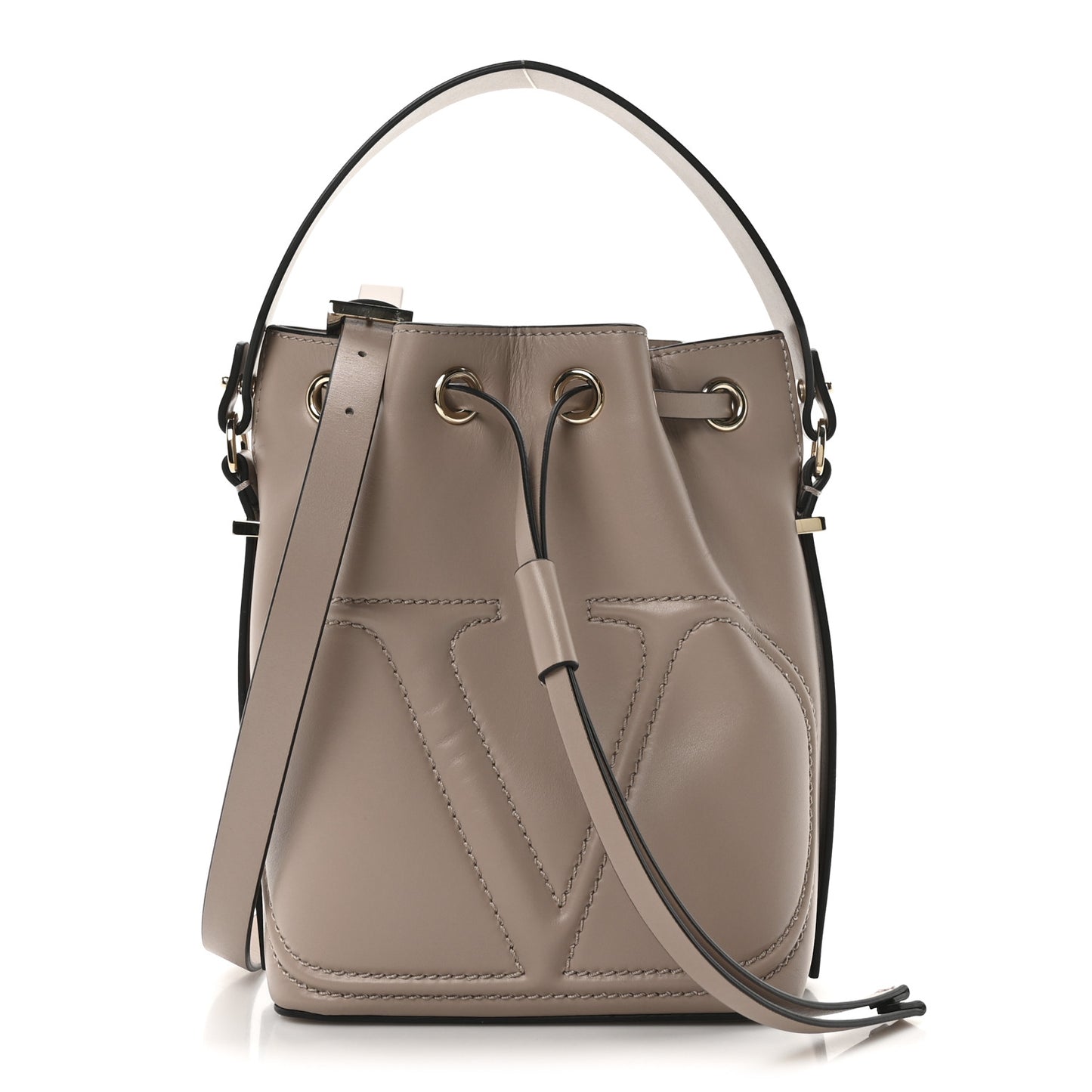 Calfskin Vlogo Walk Bucket Bag Poudre