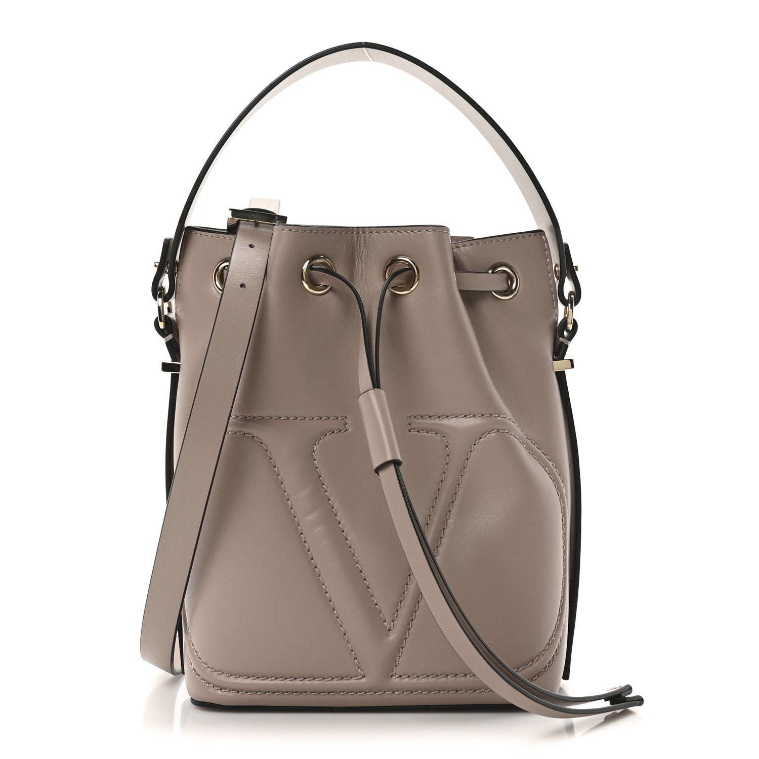 Valentino Garavani Calfskin Vlogo Walk Bucket Bag Poudre 1 of 9
