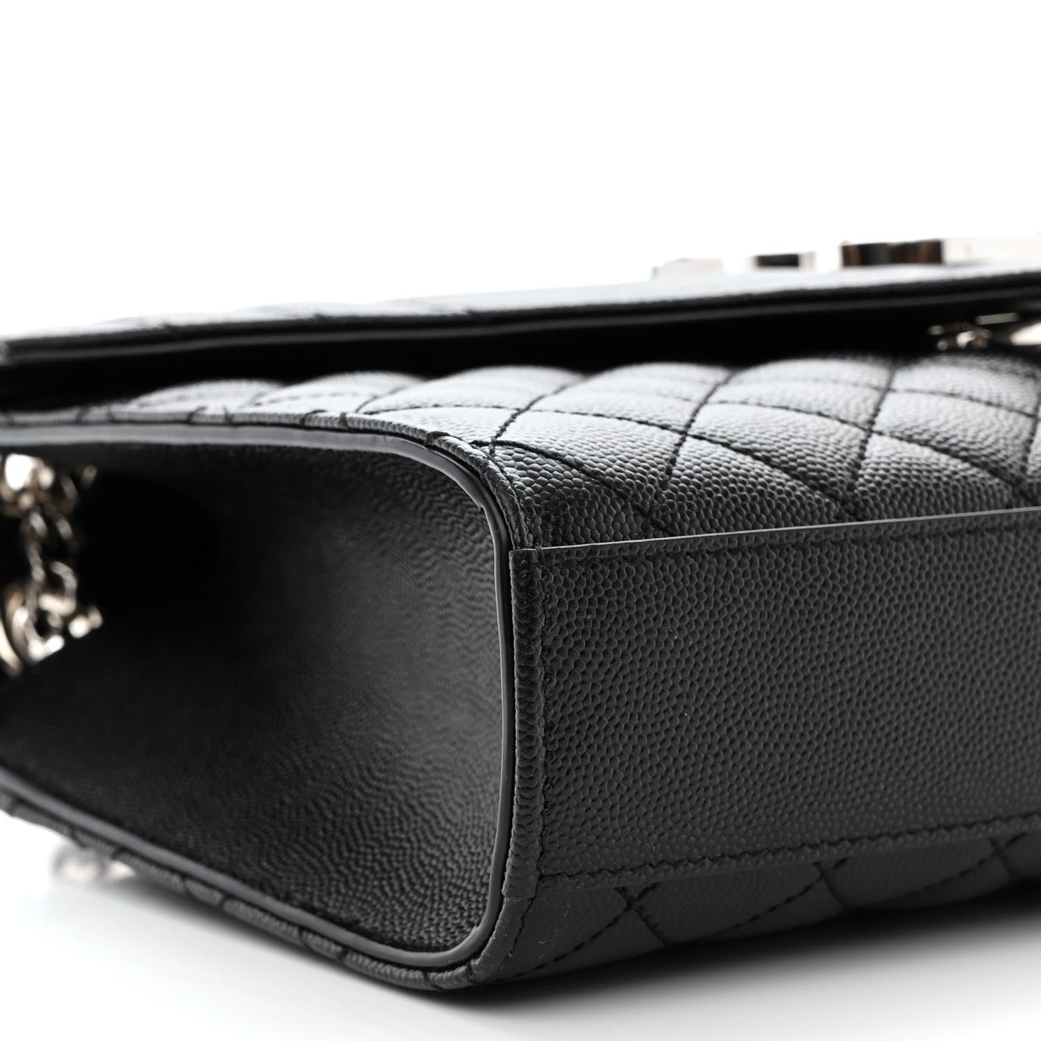 Saint Laurent Grain De Poudre Textured Mixed Matelasse Triquilt Medium Monogram Satchel Black 9 of 11