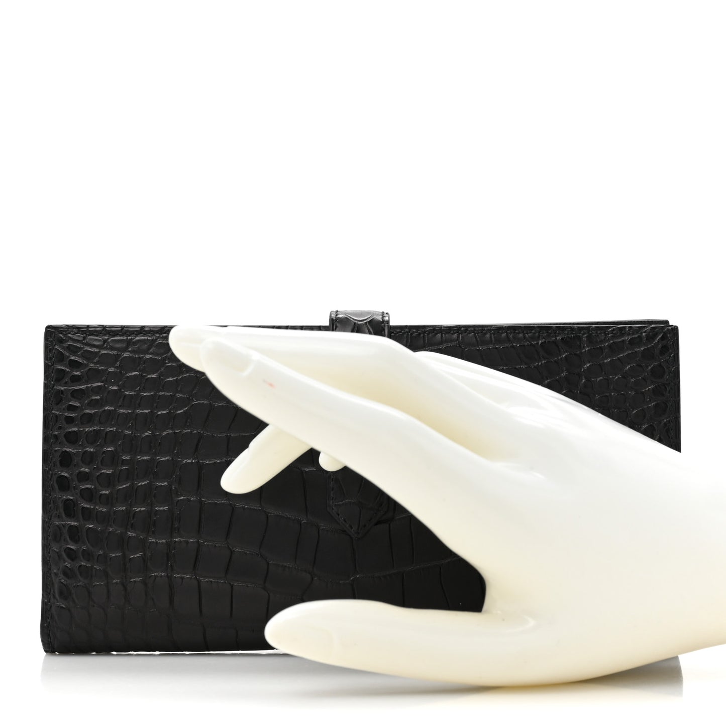 Matte Alligator Bearn Gusset Wallet Black
