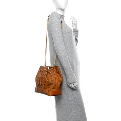 MCM Visetos Small Soft Berlin Drawstring Bucket Bag Cognac 2 of 10