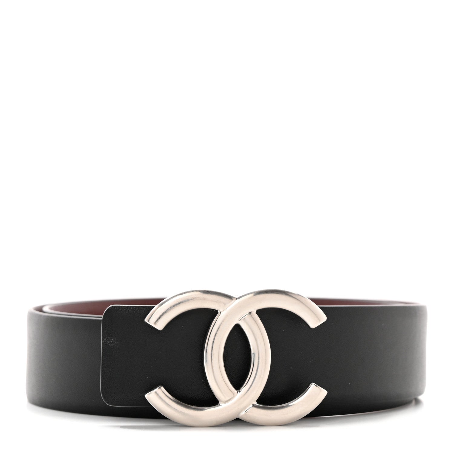 Chanel Calfskin CC Reversible Belt 70 28 Black Burgundy 1 of 6