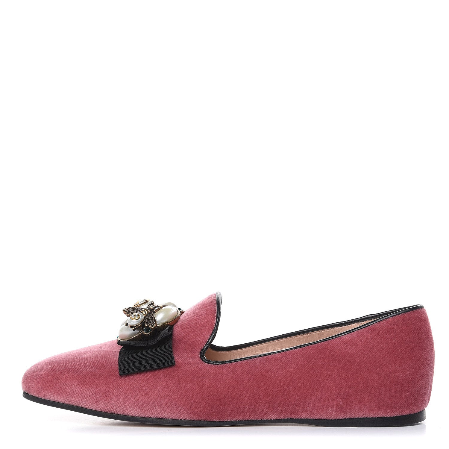 Gucci Velvet Etoile Pearl Embellished Loafers 38.5 Tibet Red 1 of 8