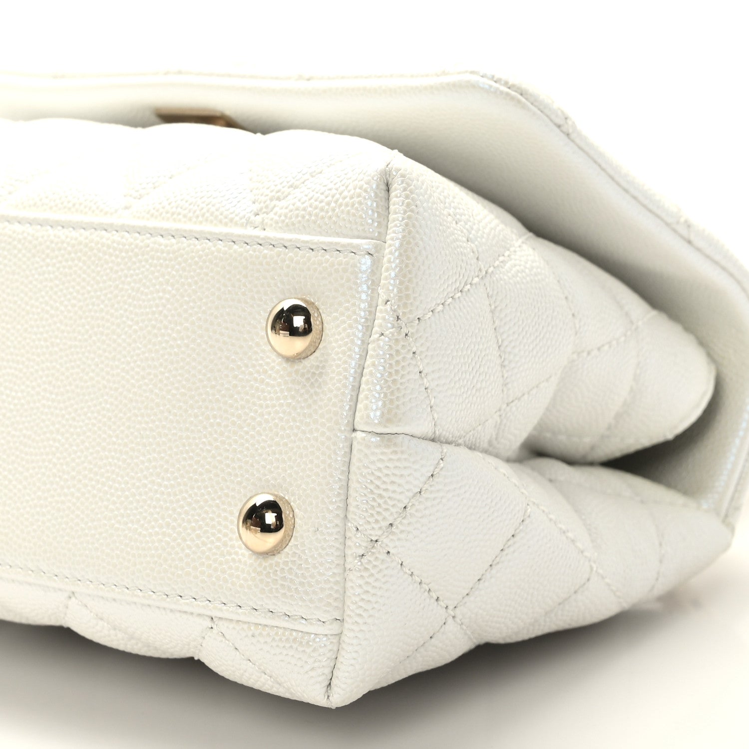 Chanel Iridescent Caviar Quilted Extra Mini Coco Handle Flap White 9 of 9