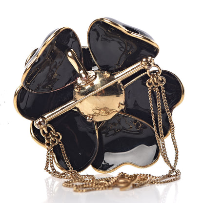 Chanel Enamel Chain Camellia Brooch Black 3 of 5