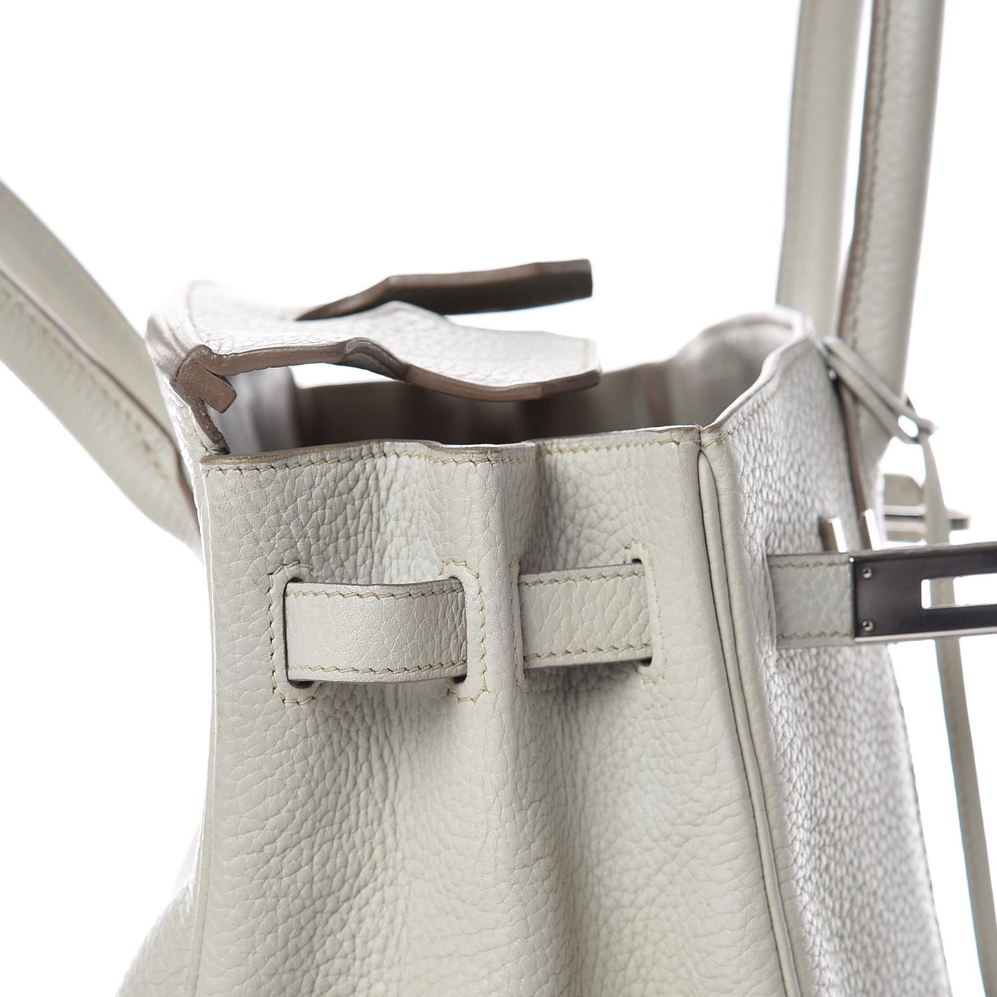 Taurillon Clemence Lizard Club Birkin 30 Gris Perle White Mykonos