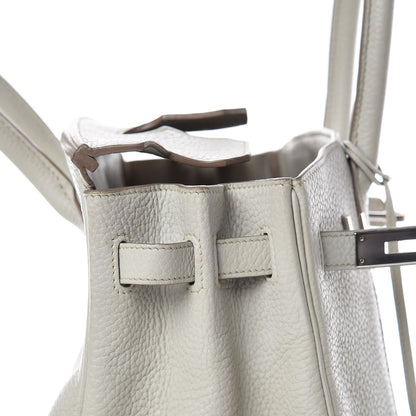 Hermes Taurillon Clemence Lizard Club Birkin 30 Gris Perle White Mykonos 17 of 38