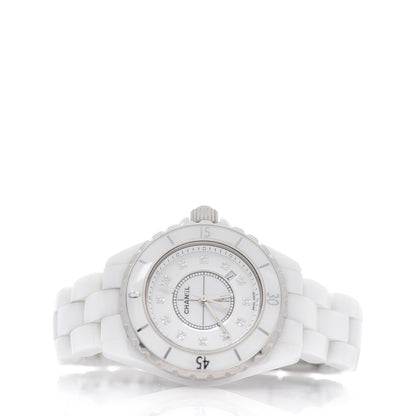 Chanel Stainless Steel Ceramic Diamond 33mm J12 Quartz Watch White 3 of 6
