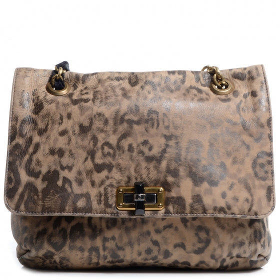 Nubuck Happy Medium Leopard Print Shoulder Bag