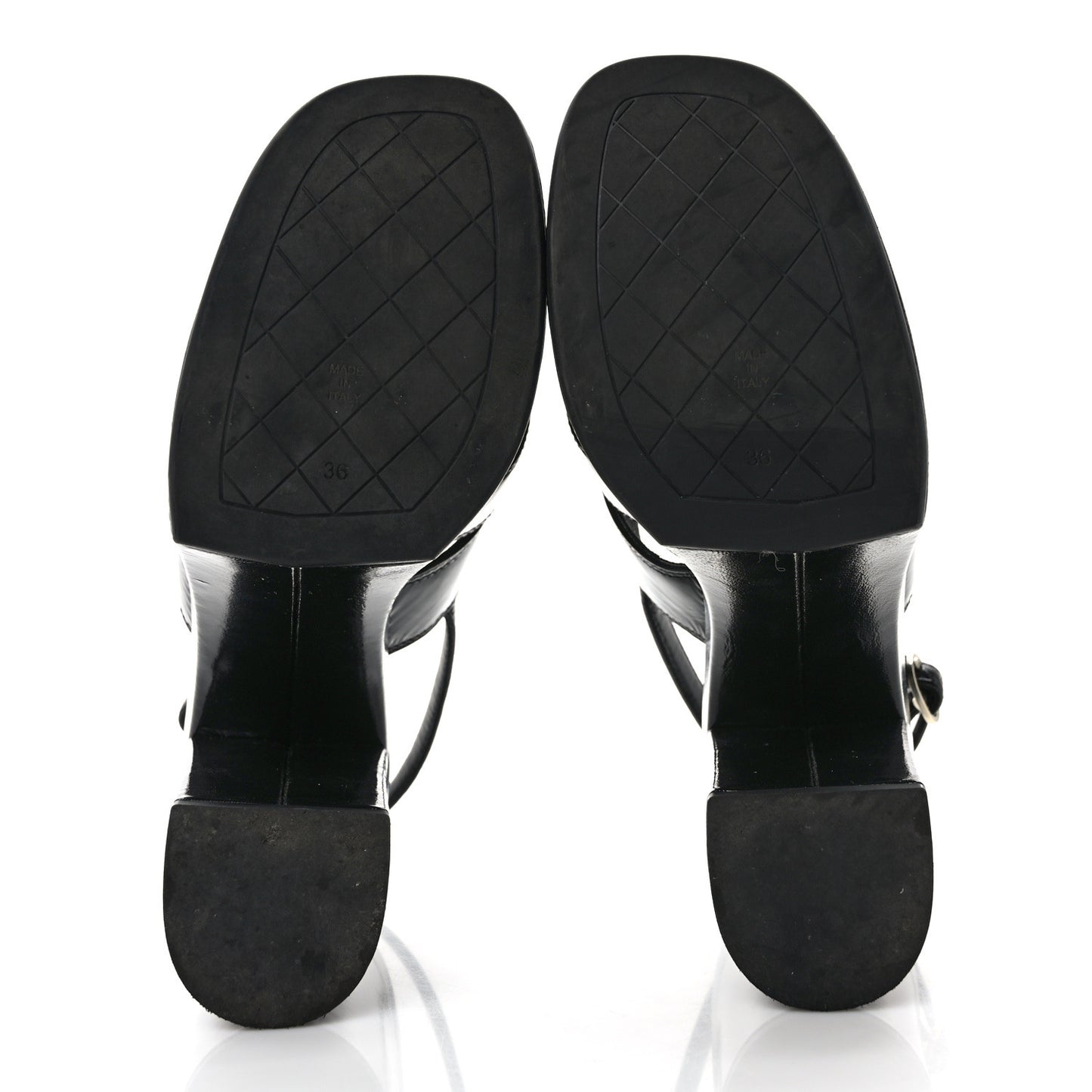 Crumpled Patent Lambskin Platform Sandals 36 Black