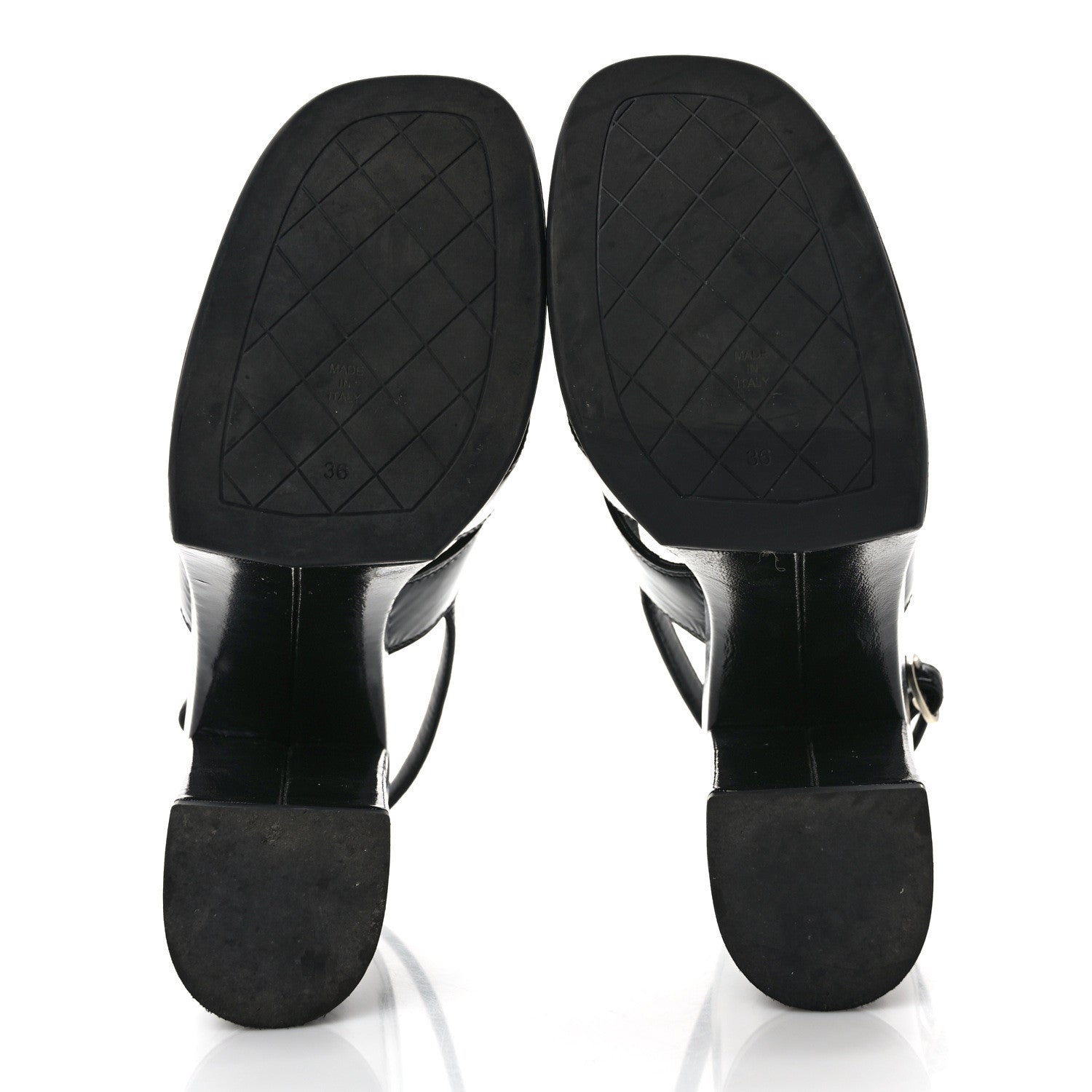 Chanel Crumpled Patent Lambskin Platform Sandals 36 Black 5 of 8