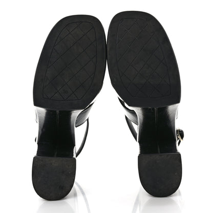 Chanel Crumpled Patent Lambskin Platform Sandals 36 Black 5 of 8