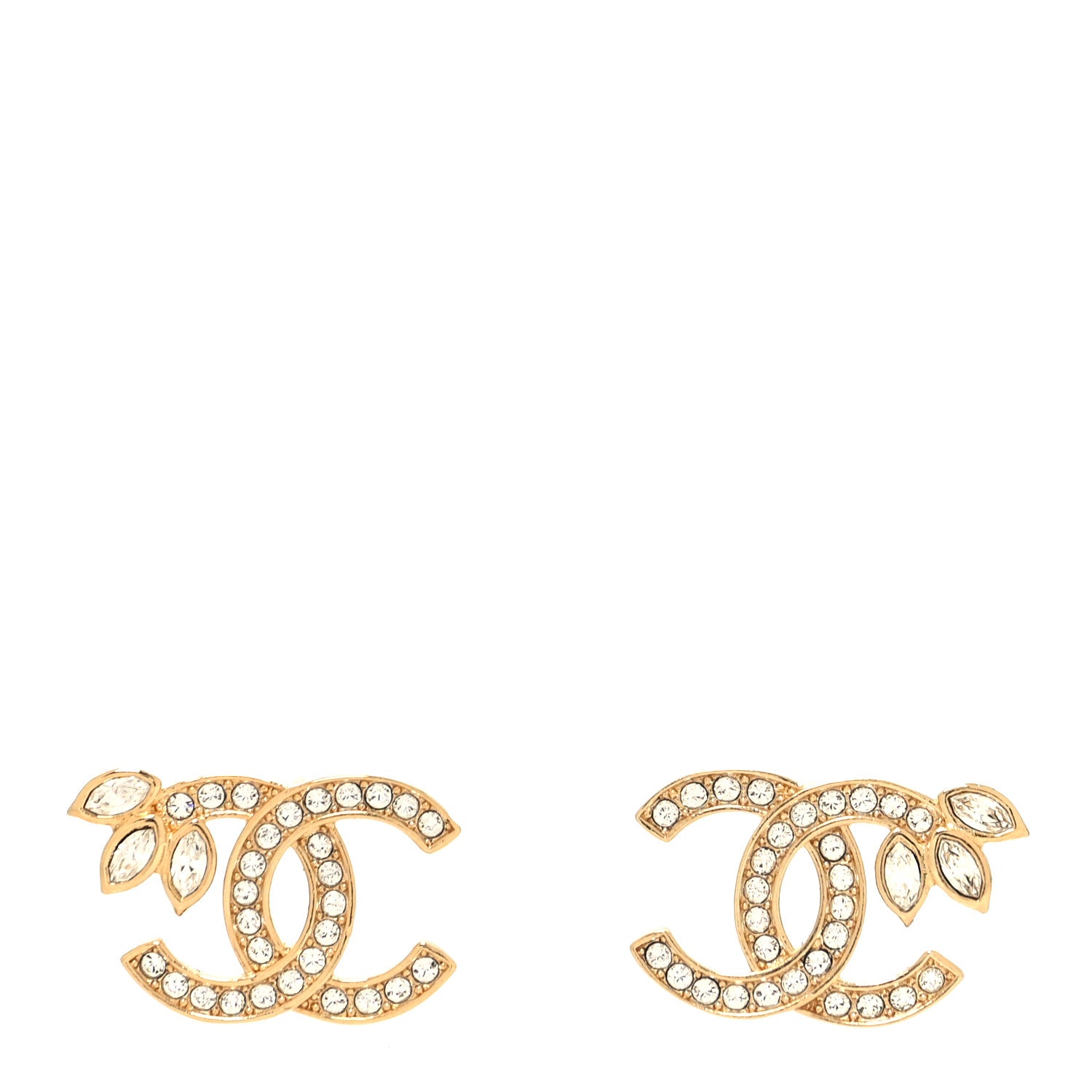 Chanel Crystal Wheat CC Earrings Gold 1 of 4